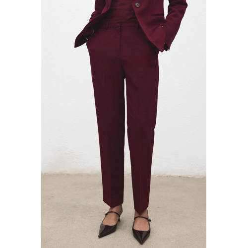 Mango slim regular waist broek donkerrood afbeelding