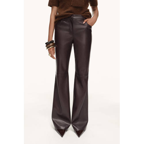 Mango imitatieleren flared regular waist donkerbruin afbeelding