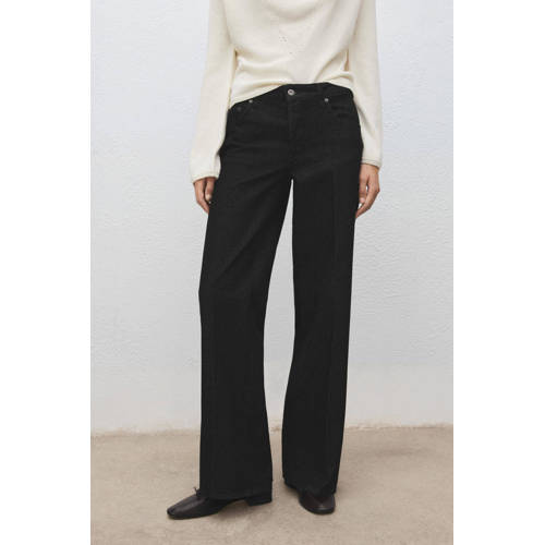 Mango low waist straight leg jeans black denim afbeelding