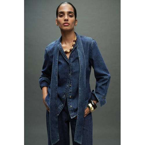 Mango denim blouse dark blue denim afbeelding