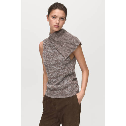 Mango top grijs melange gebreid afbeelding