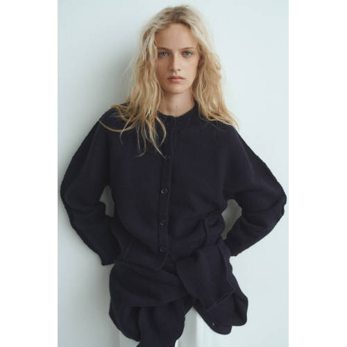 Mango gebreid vest met wol marineblauw afbeelding