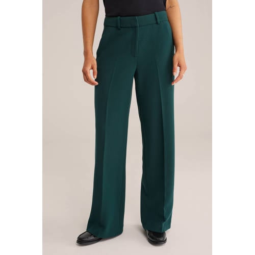 WE Fashion rechtvallend regular waist pantalon donkergroen afbeelding