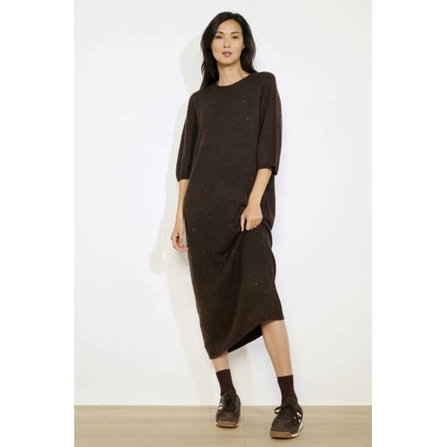 LOLALIZA midi jurk met pailletten donkerbruin afbeelding