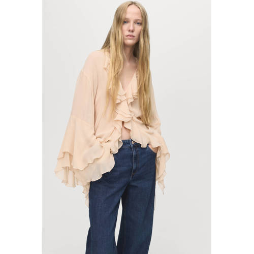 Mango low waist wide leg jeans dark blue denim afbeelding