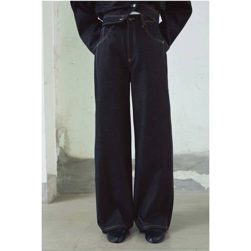 Mango wide leg jeans dark blue denim afbeelding