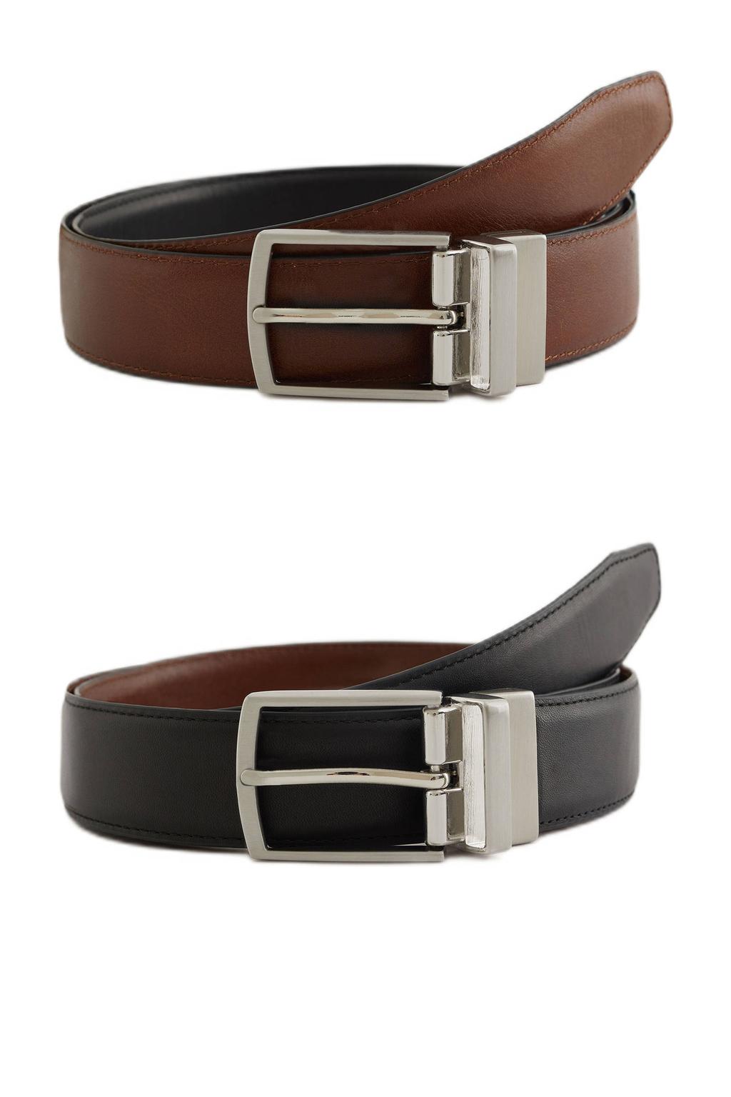 WE Fashion leren reversible riem bruin
