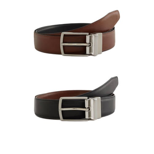 WE Fashion leren reversible riem bruin afbeelding