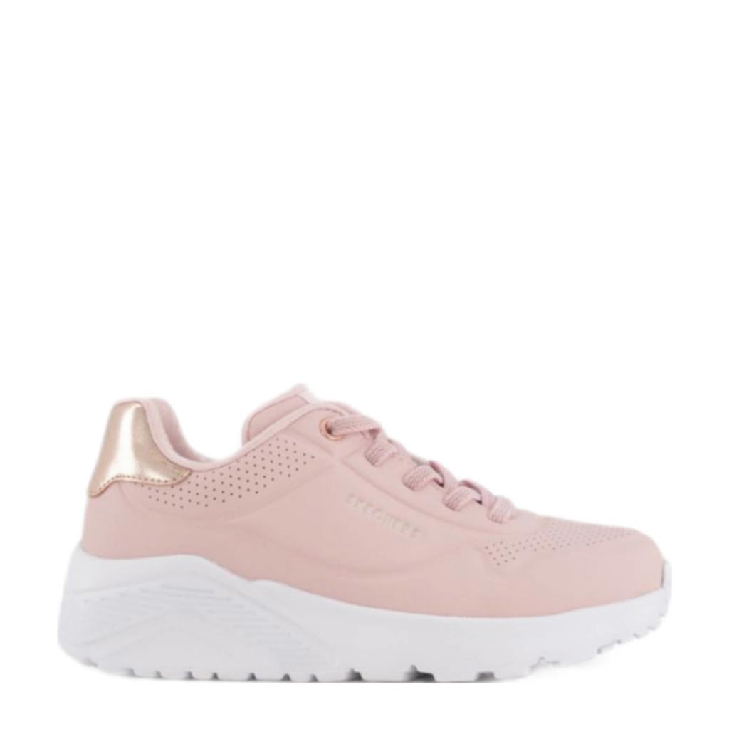 Lichtroze meisjes Skechers chunky sneakers van imitatie leer/rubber/textiel met veters