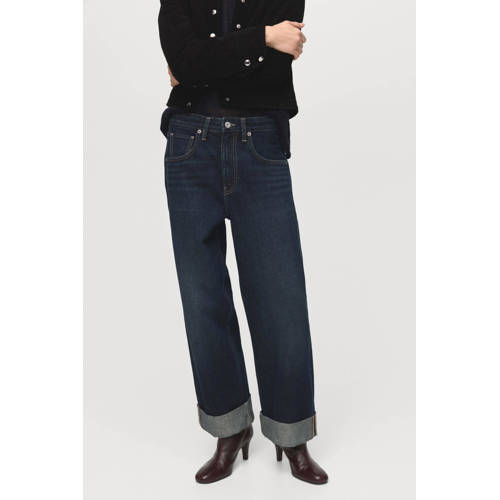 Mango wide leg jeans dark blue denim afbeelding