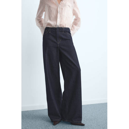 Mango wide leg jeans dark blue denim afbeelding