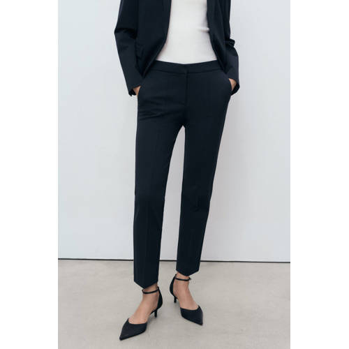Mango straight regular waist pantalon donkerblauw afbeelding
