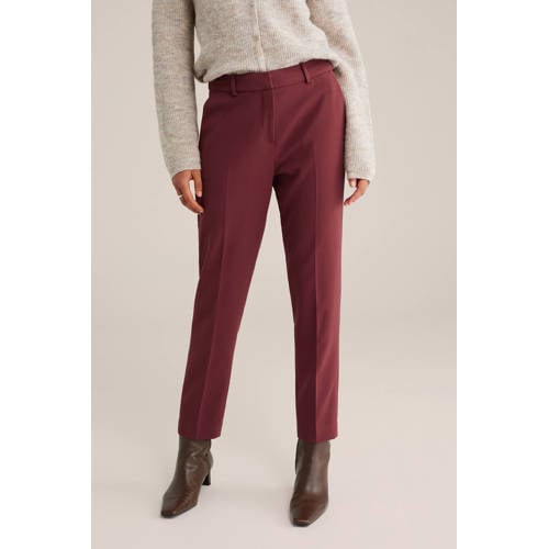 WE Fashion tapered regular waist pantalon donkerrood afbeelding