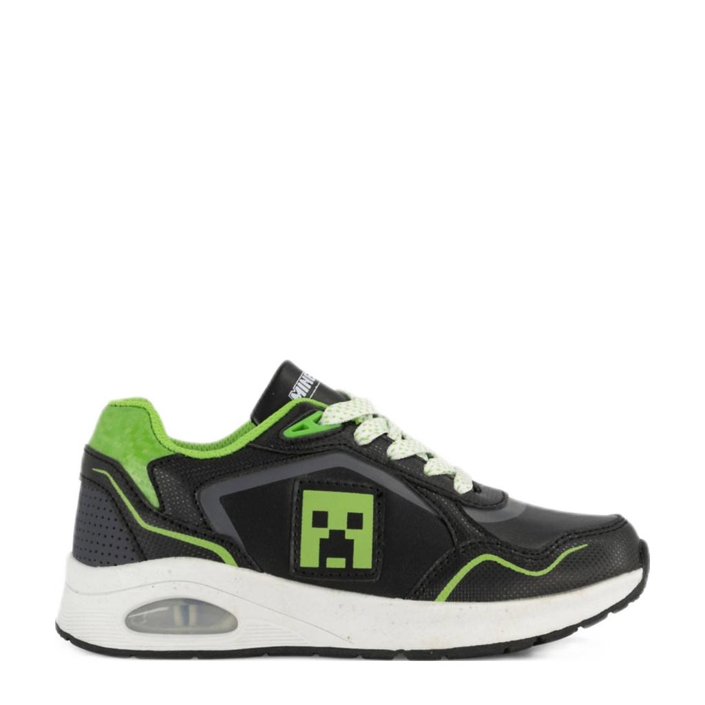 Zwart en groene jongens Minecraft sneakers van imitatieleer met veters