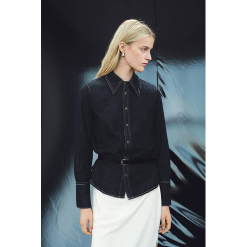 Mango blouse dark blue denim afbeelding