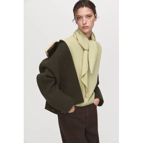 Mango top met wol lichtgroen fijn gebreid afbeelding