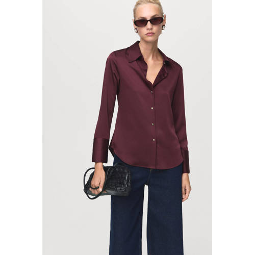 Mango satijnen blouse donkerrood afbeelding