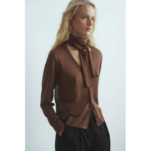 Mango gebreid vest bruin afbeelding