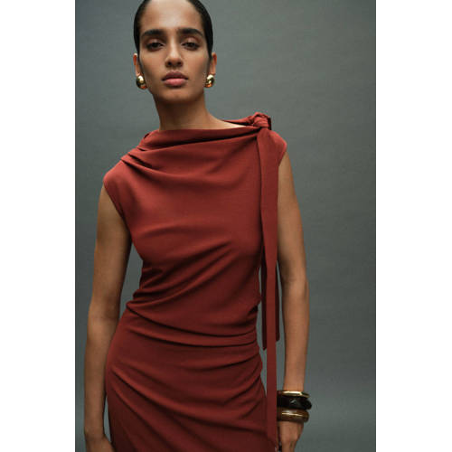Mango midi jurk rood afbeelding