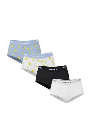 short PCLOGO (set van 4) lichtblauw/wit/zwart