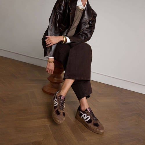 Manfield leren sneakers brons metallic afbeelding