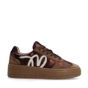 leren sneakers brons metallic
