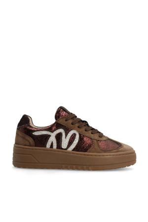 leren sneakers brons metallic
