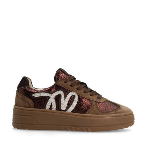 Manfield leren sneakers brons metallic afbeelding