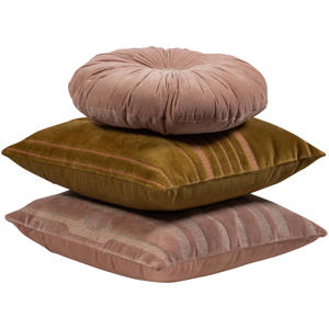 Feis kussenset Velvet roze/naturel (set van 3) (45x45x10 cm)