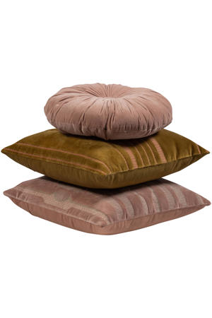 Feis kussenset Velvet roze/naturel (set van 3) (45x45x10 cm)