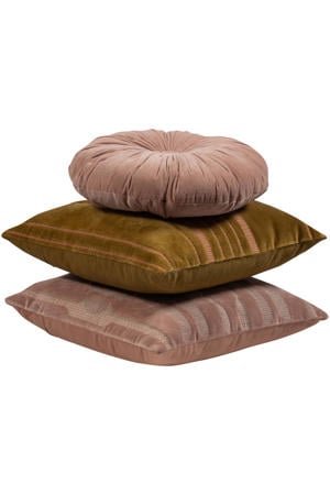 Feis kussenset Velvet roze/naturel (set van 3) (45x45x10 cm)