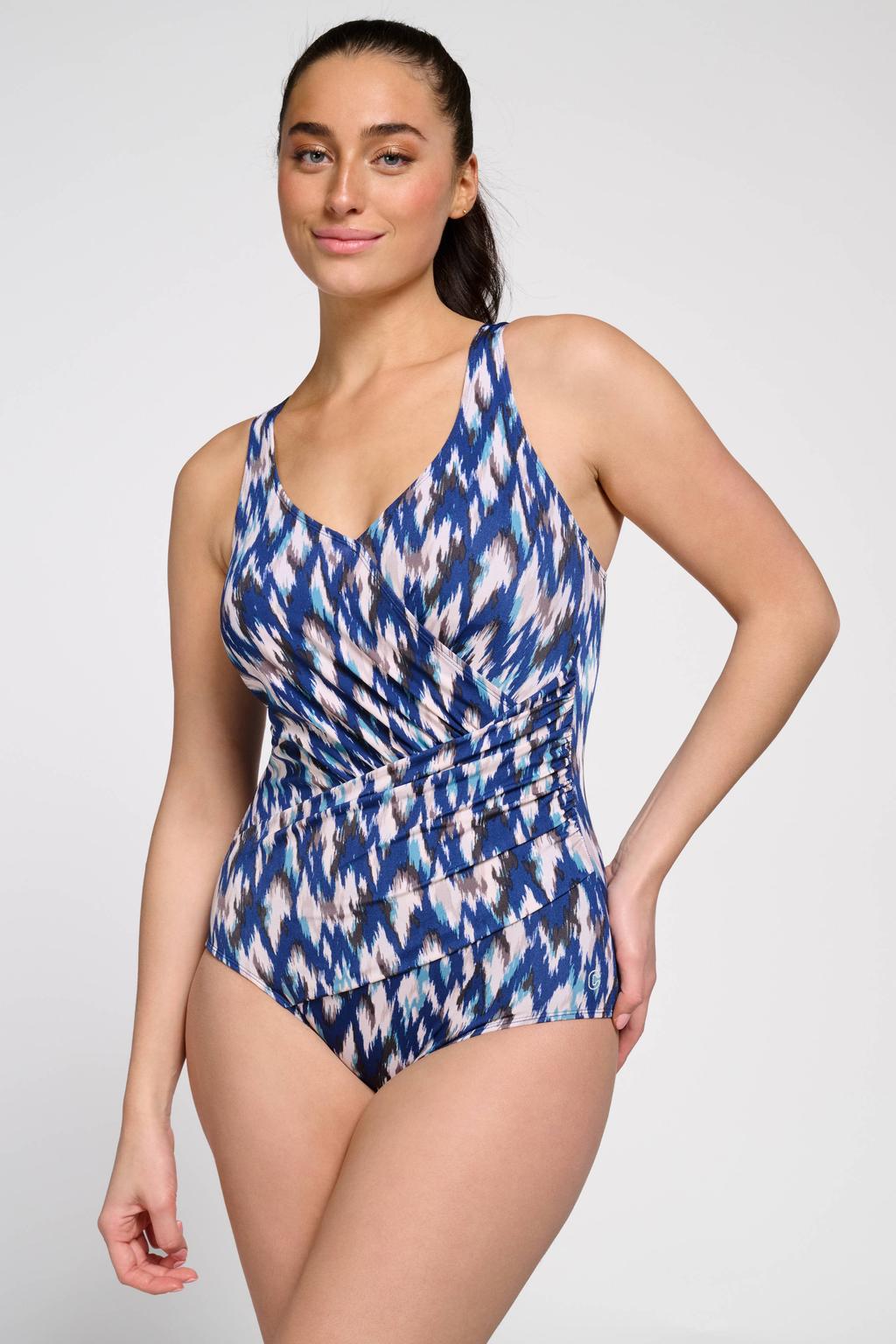 ten Cate Swim Tweka badpak blauw/ecru/turquoise