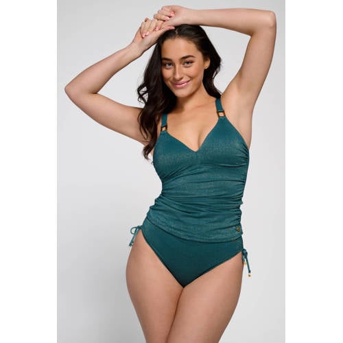 ten Cate Beach TC WOW voorgevormde tankini bikinitop met lurex donkergroen afbeelding