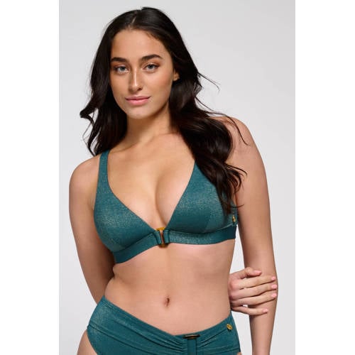 ten Cate Beach TC WOW voorgevormde push-up bikinitop met lurex donkergroen afbeelding