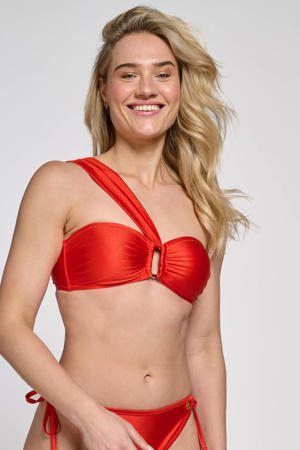 voorgevormde strapless bandeau bikinitop rood