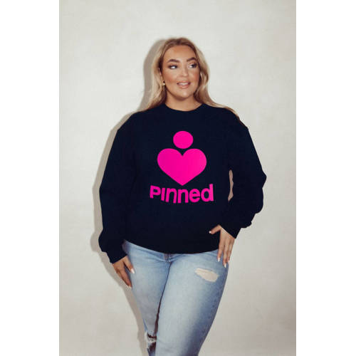 Pinned by K Curve sweater donkerblauw afbeelding