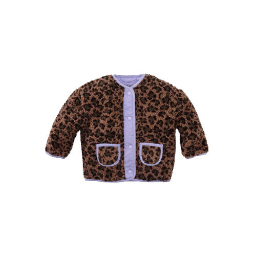 Z8 mini teddy winterjas Liene met panterprint bruin afbeelding
