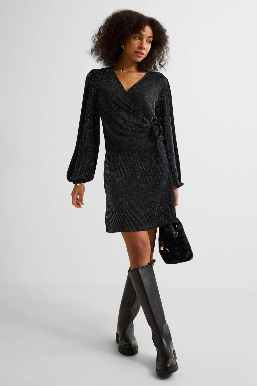 Zwarte dames Ruby glitter mini rok gemaakt van polyamide en met elastische tailleband
