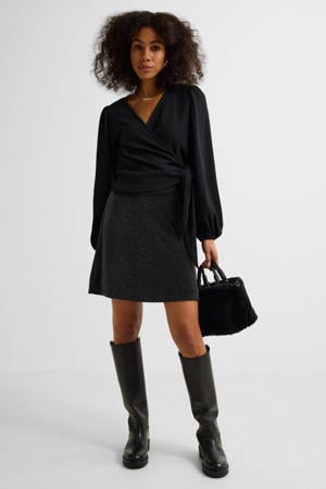 glitter mini rok zwart