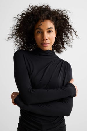 jersey top met gedrapeerd detail zwart