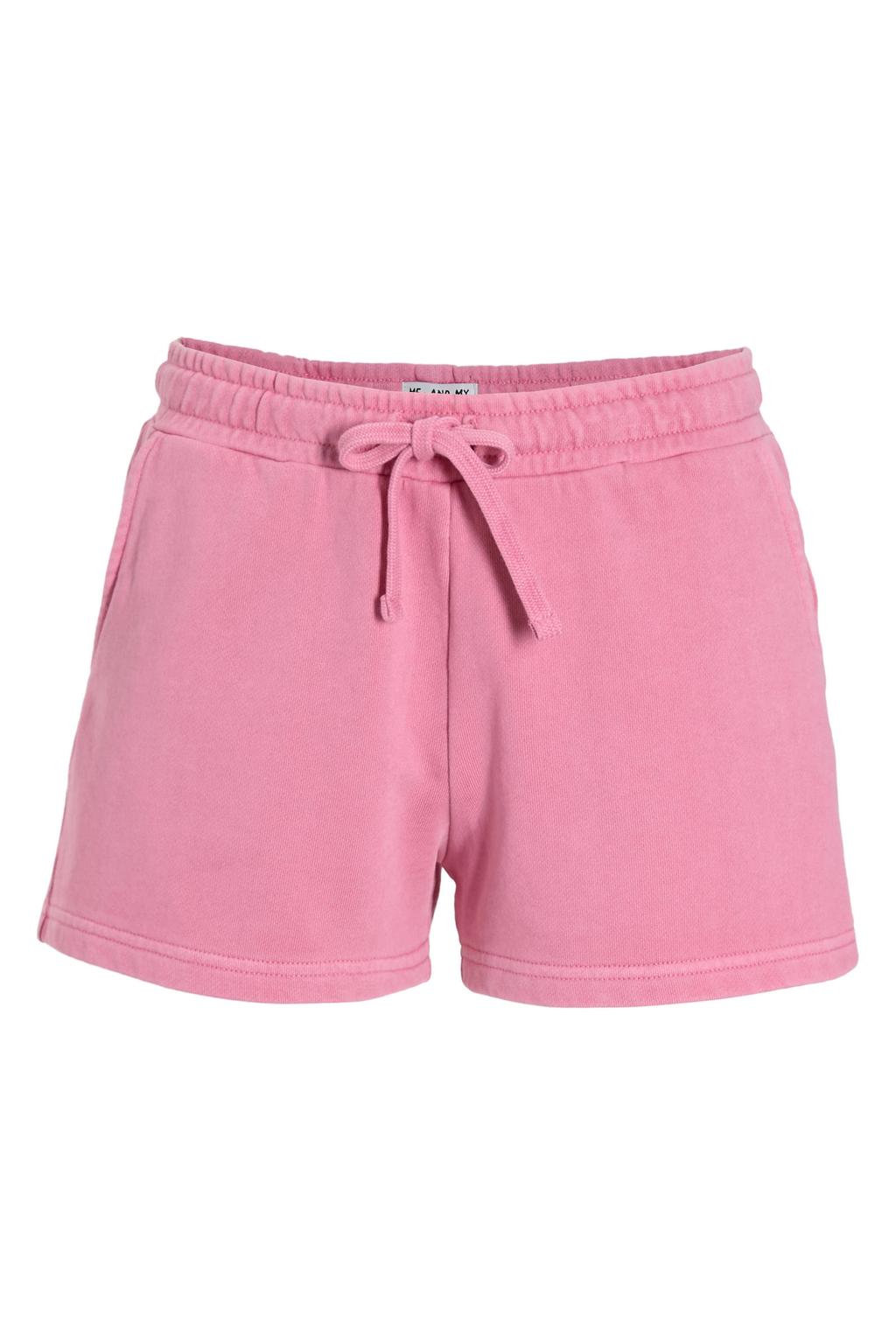 Roze meisjes Me & My Monkey regular sweatshort van katoen met elastische tailleband met koord
