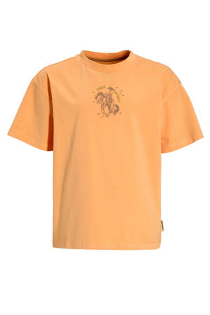 oversized T-shirt Luna met backprint oranje