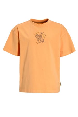 oversized T-shirt Luna met backprint oranje
