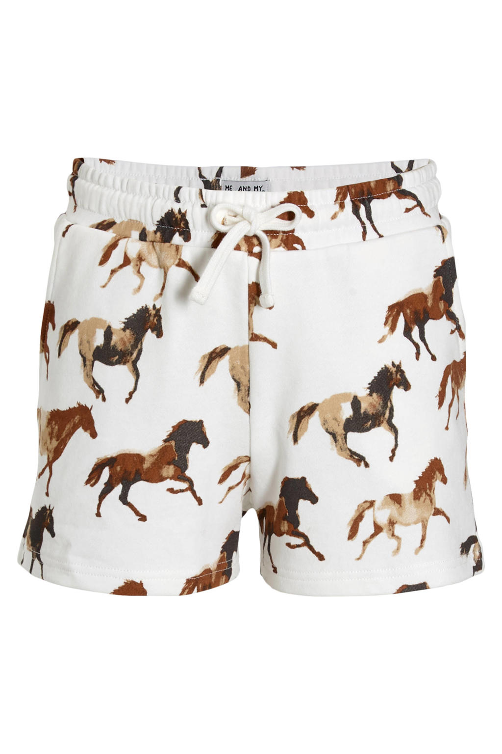 Bruine meisjes Me & My Monkey regular sweatshort van katoen met elastische tailleband met koord