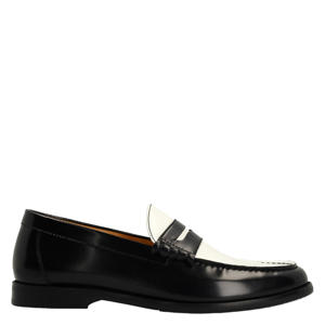 leren loafers zwart/wit