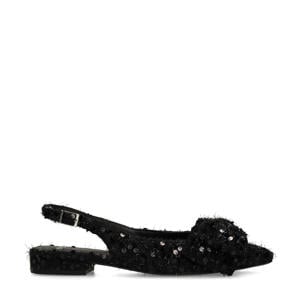 slingback loafers met pailletten zwart