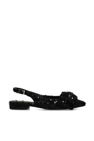 slingback loafers met pailletten zwart