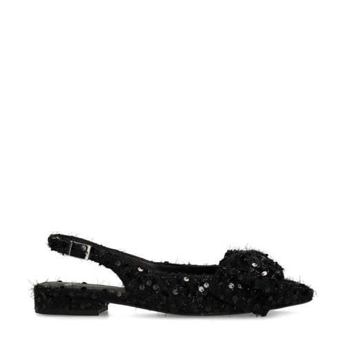 Manfield slingback loafers met pailletten zwart afbeelding