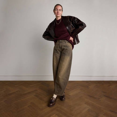 Manfield chunky leren loafers donkerbruin