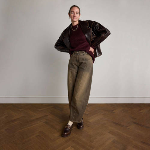 Manfield chunky leren loafers donkerbruin afbeelding
